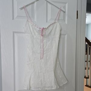 White Lace Camisole with Pink Accents